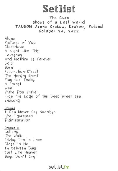 setlist fm|the cure tour 2022 setlist.